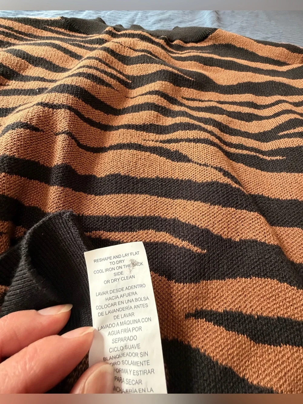 Michael Kors Brown & Tan Tiger-Stripe Mock Neck Sweater - W Medium